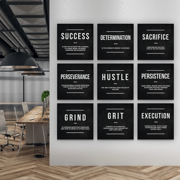 Set of 9 Office Decor Motivational Wall Art Canvas Prints